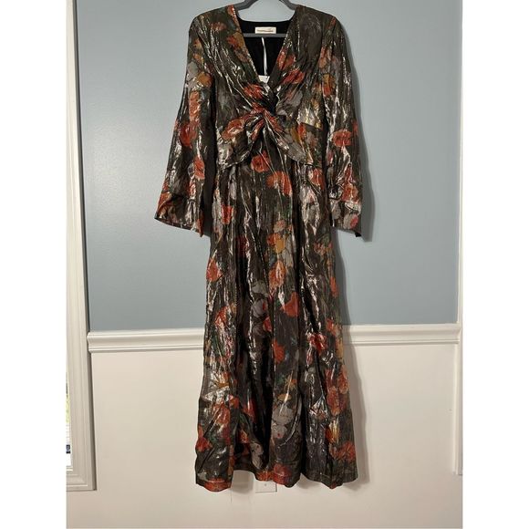 New Anthropologie Caballero Deep V-Neck Maxi Dress Size Small - Picture 5 of 9